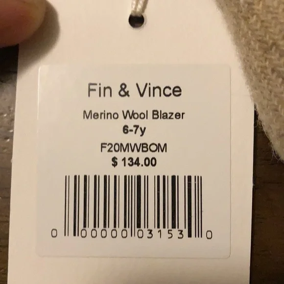 Fin & Vince kids Merina Wool Blazer jacket, size 6/7y. - Picture 4 of 4